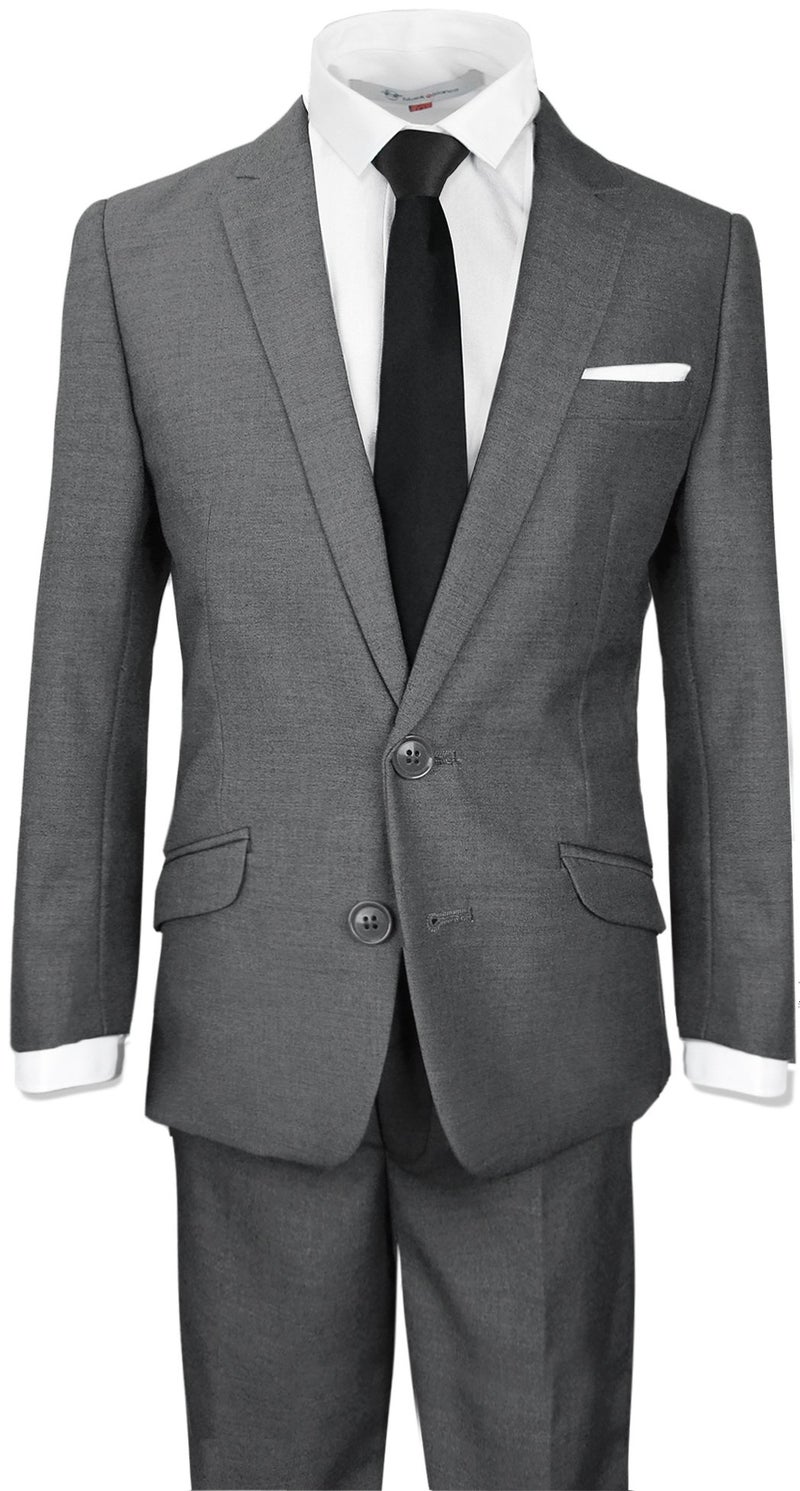 Black n Bianco Boys Signature Slim Suit in Dark Grey Size 3 - Image 1